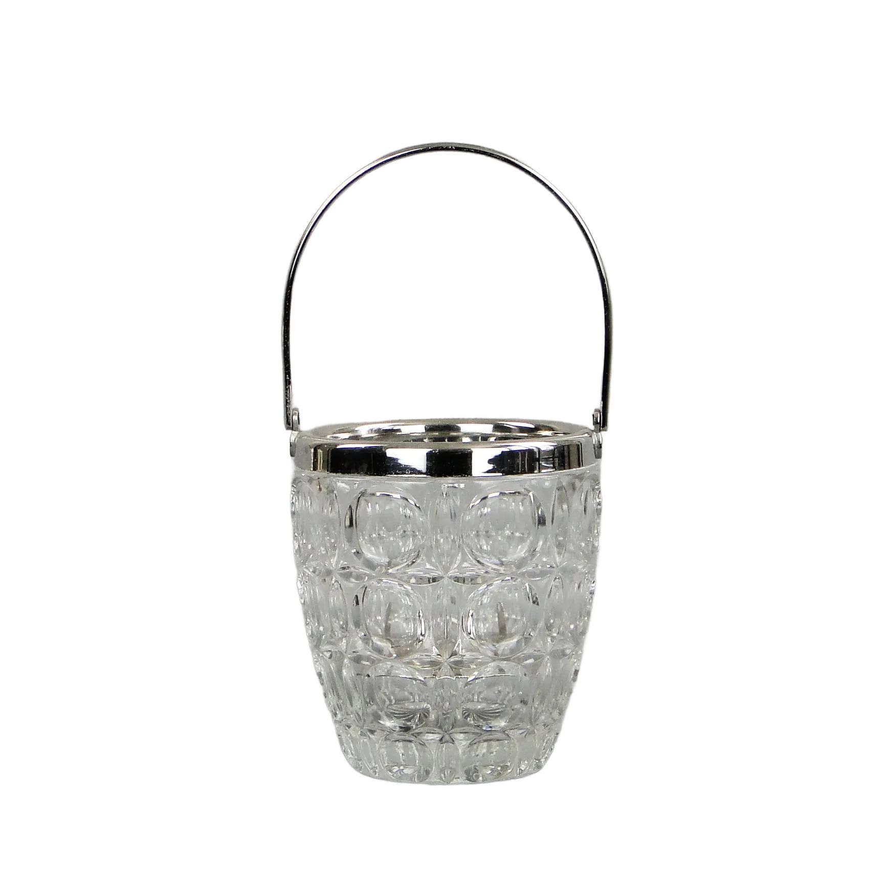 Ice bucket, transparent crystal, Rihodium, Sweden, 1950s