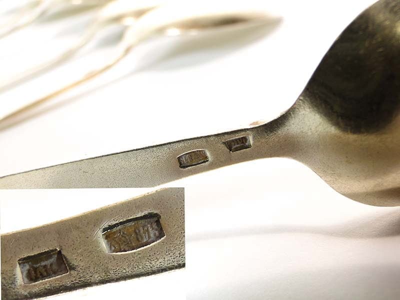 Set of mocha spoons, gilded silver, cobalt blue white enamel, Russia, 1950s. - 186506