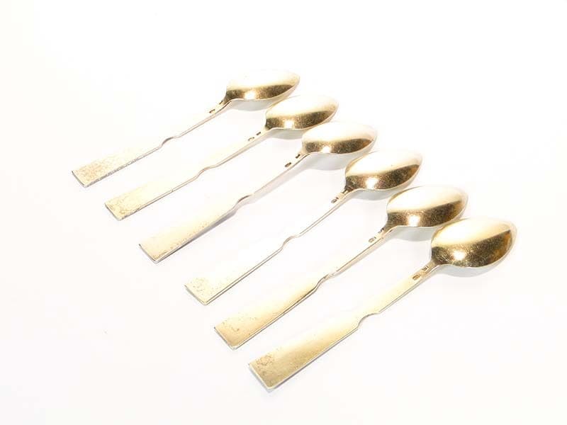 Set of mocha spoons, gilded silver, cobalt blue white enamel, Russia, 1950s. - 186514