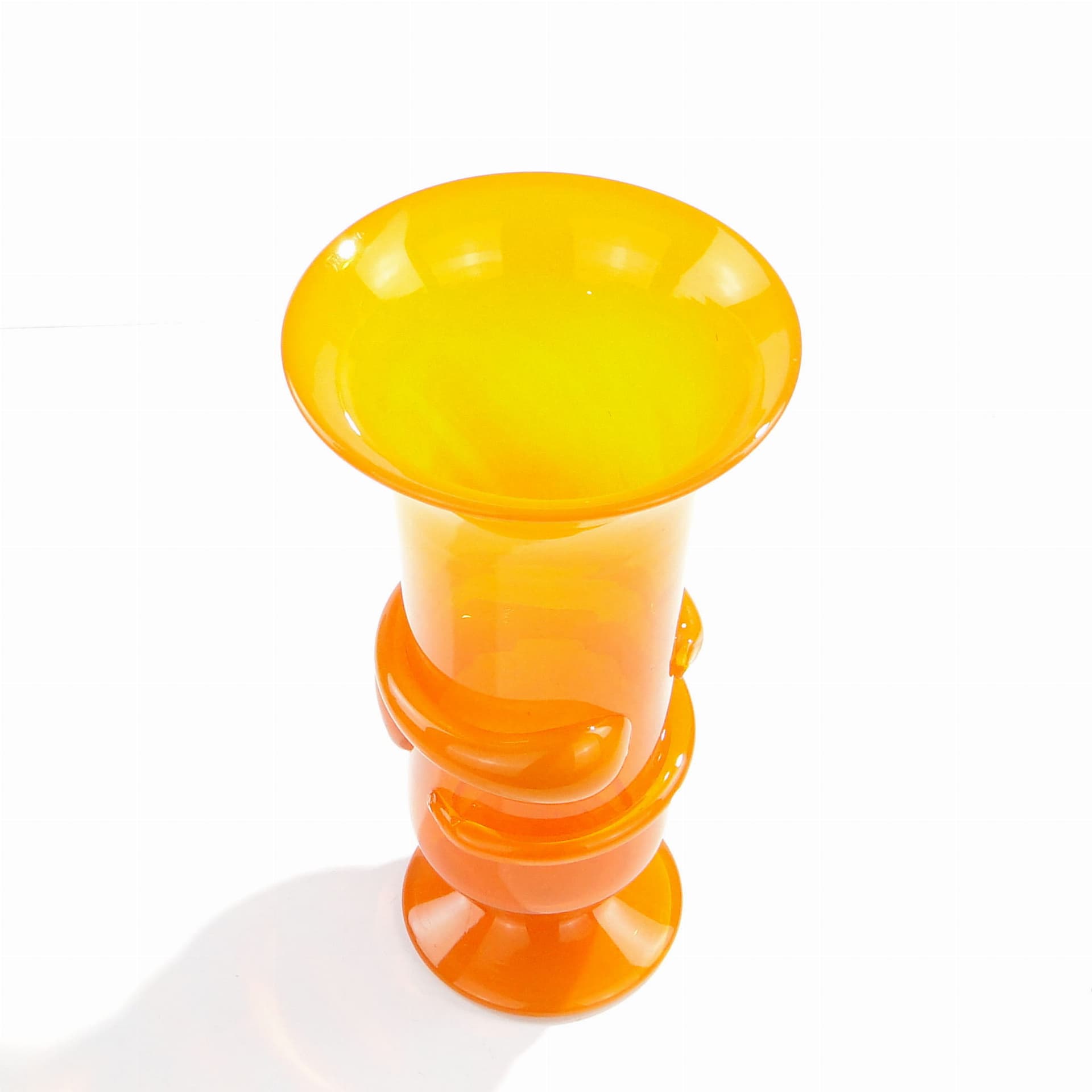 Wazon, pomarańczowy, szkło, proj. J. Słuczan-Orkusz, Polska, lata 70. - 186526