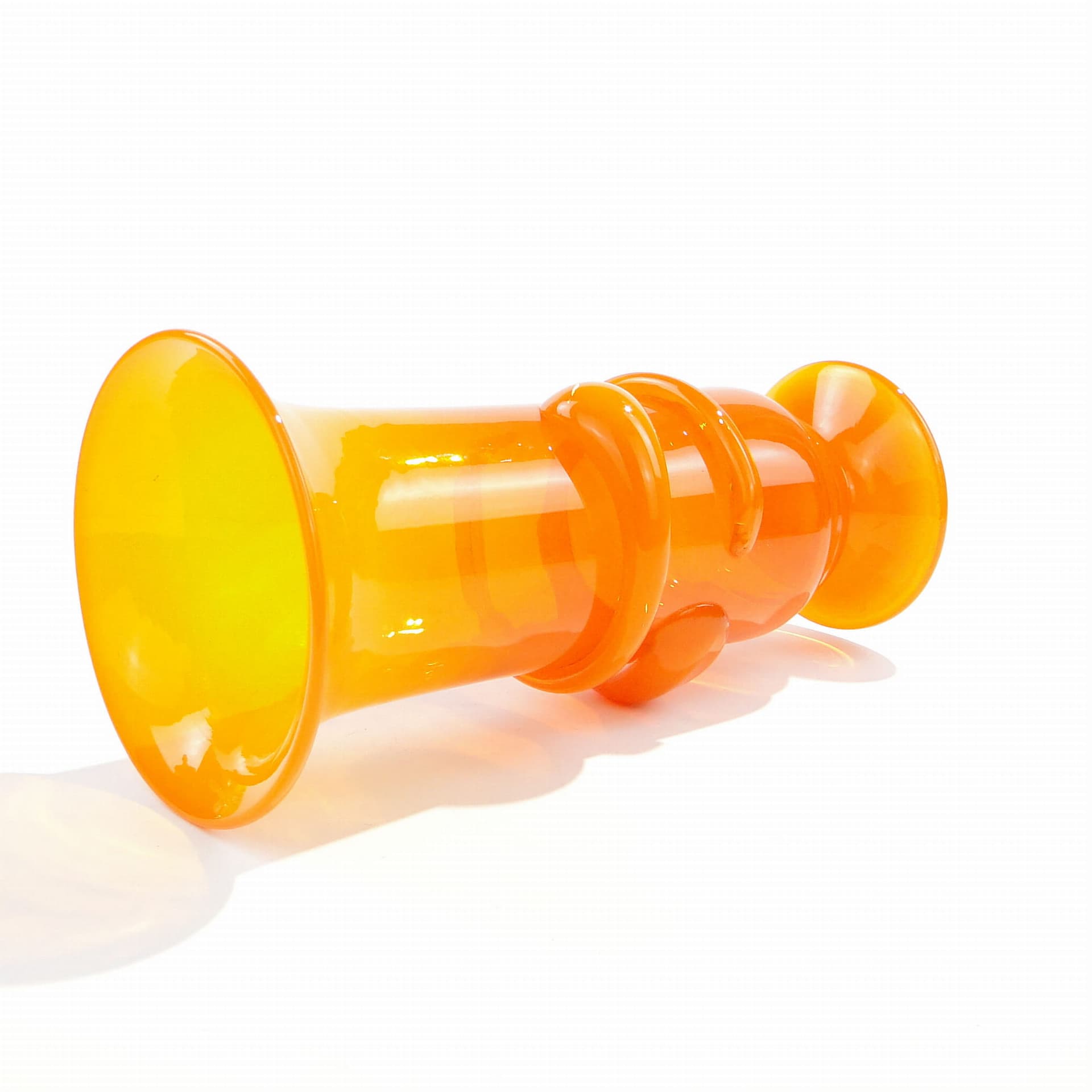 Wazon, pomarańczowy, szkło, proj. J. Słuczan-Orkusz, Polska, lata 70. - 186527