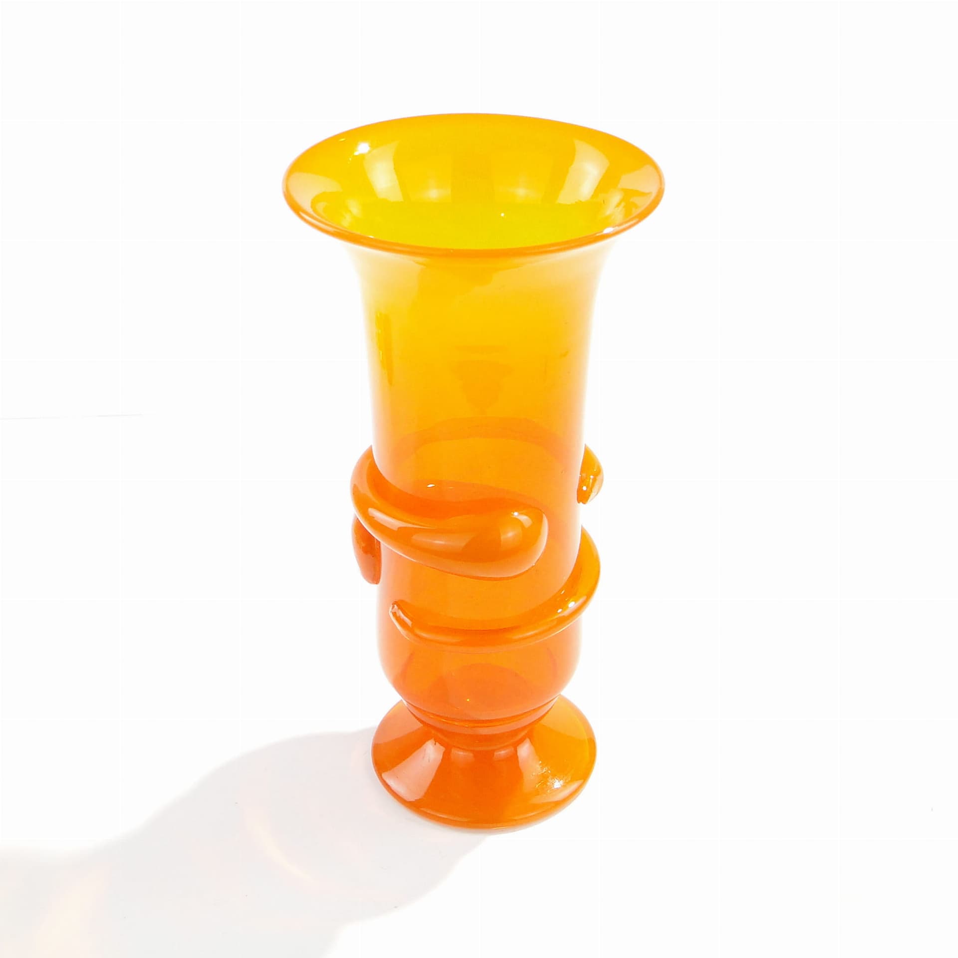 Wazon, pomarańczowy, szkło, proj. J. Słuczan-Orkusz, Polska, lata 70. - 186525