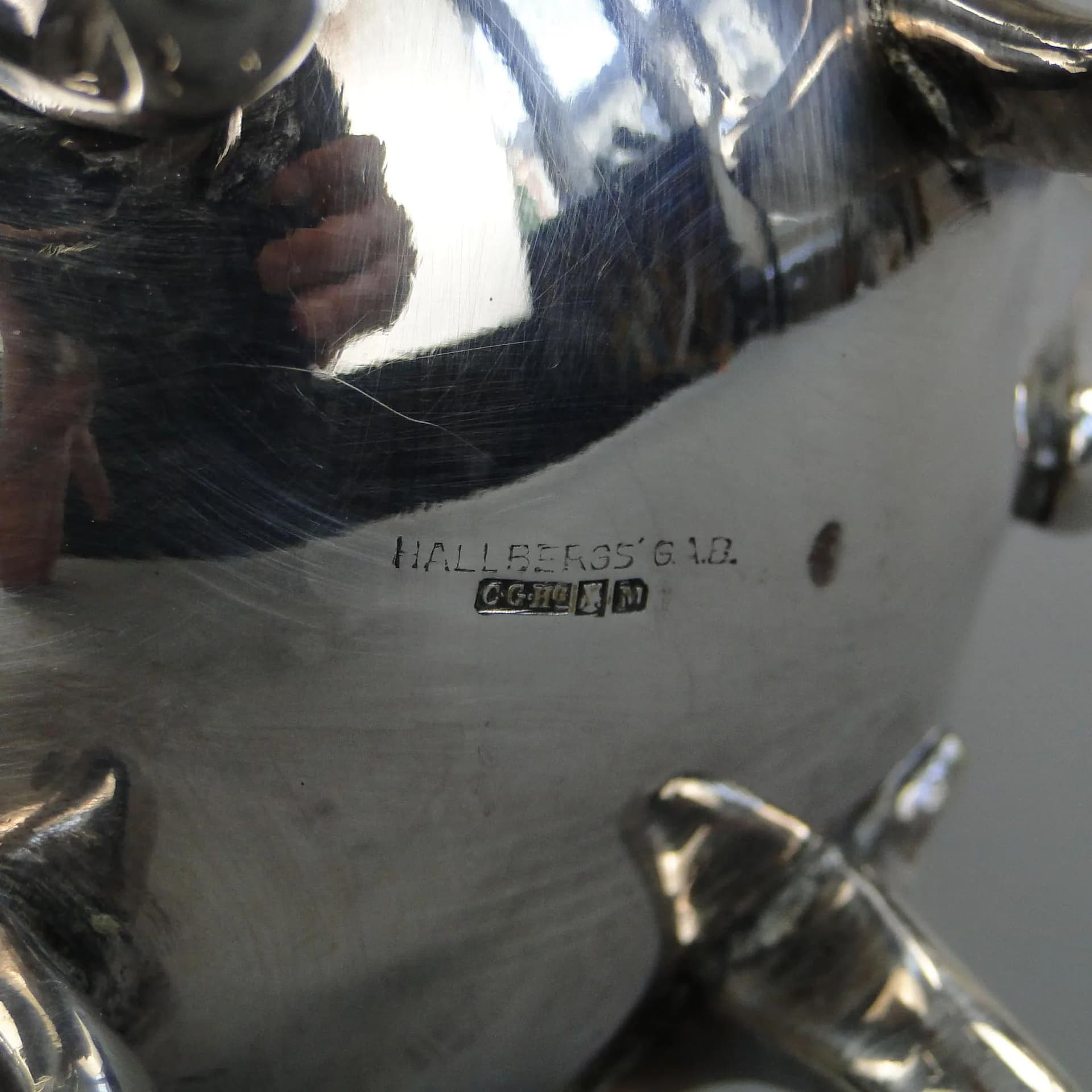 Teapot, Gustavian style, silver, brass, Hallbergs GAB, Sweden, early 20th c. - 13017