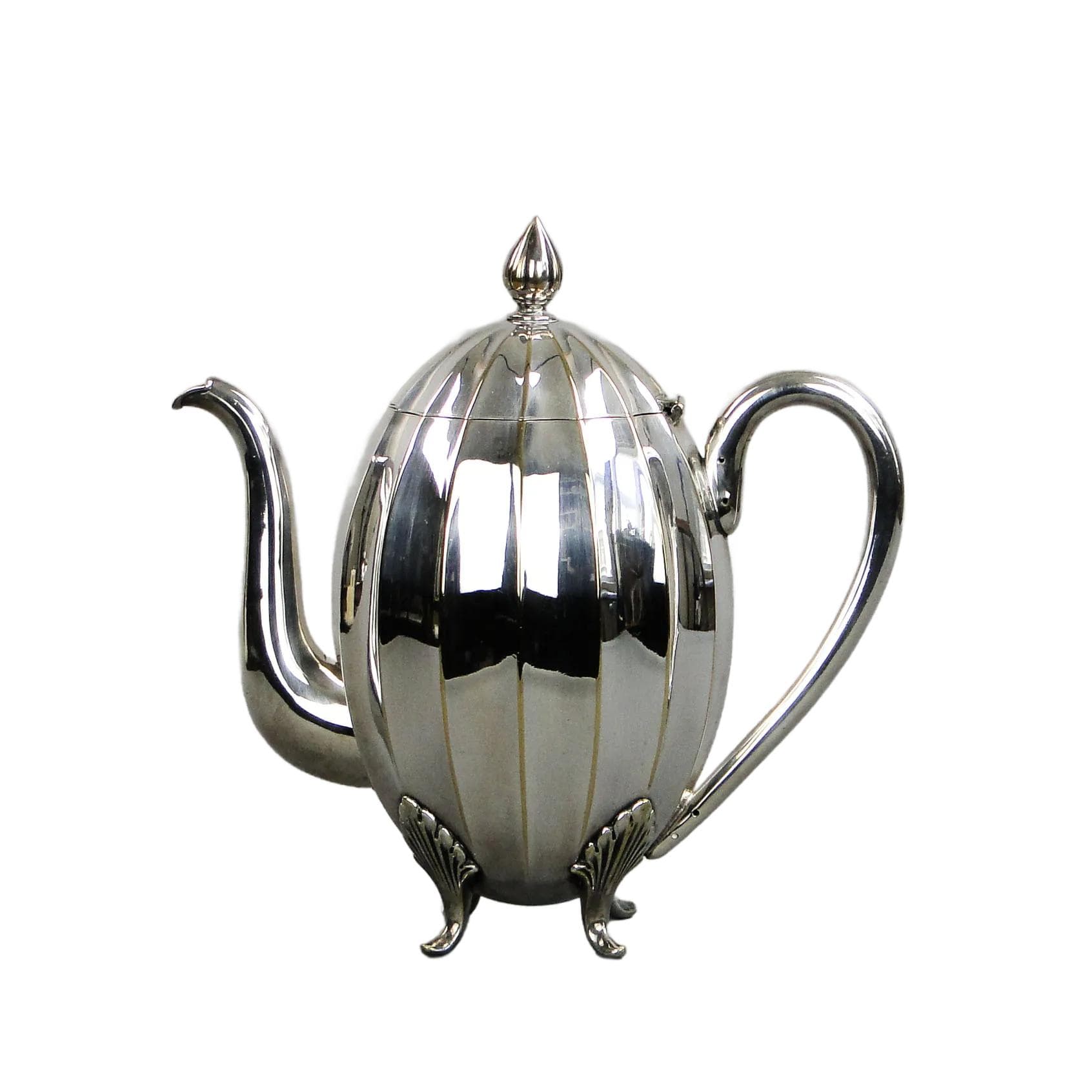 Teapot, Gustavian style, silver, brass, Hallbergs GAB, Sweden, early 20th c.