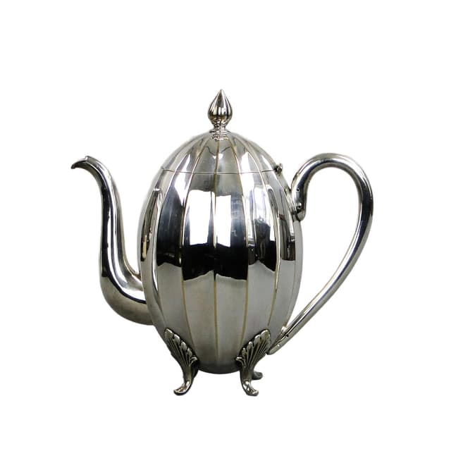 Teapot, Gustavian style, silver, brass, Hallbergs GAB, Sweden, early 20th c. - DIMENSION