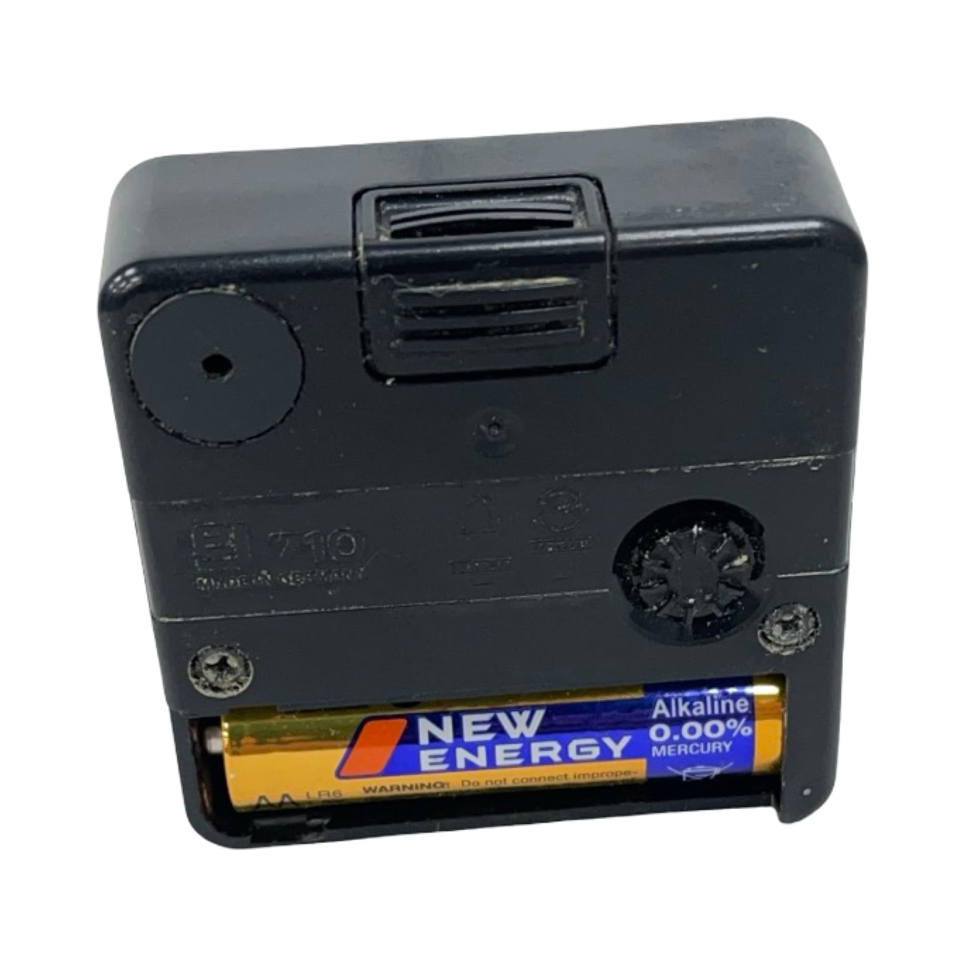 Budzik EUROPA, czarny, plastik, Niemcy, lata 80. - 186620