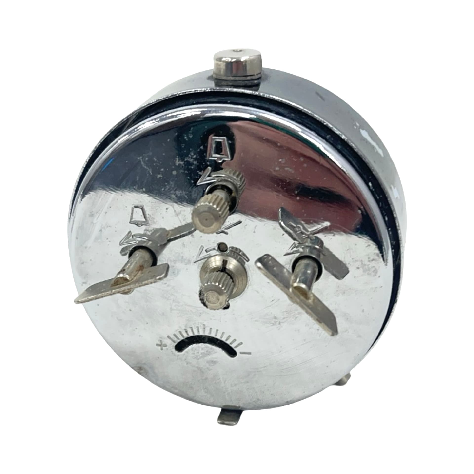 Budzik, chrom srebrny, stal chromowana szkło, Czechosłowacja, lata 60. - 186625