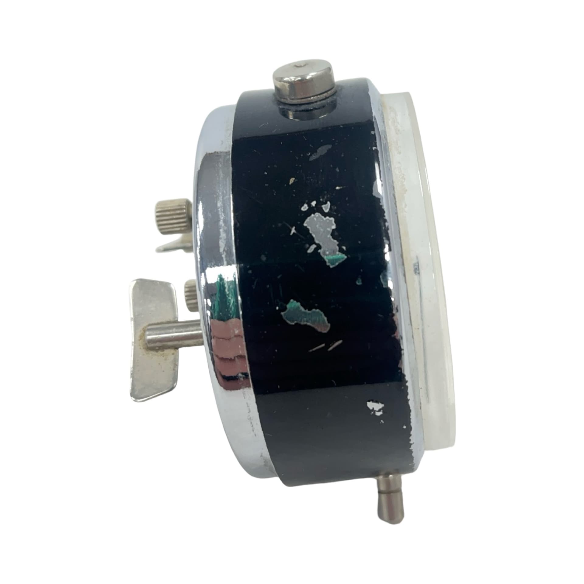 Budzik, chrom srebrny, stal chromowana szkło, Czechosłowacja, lata 60. - 186631