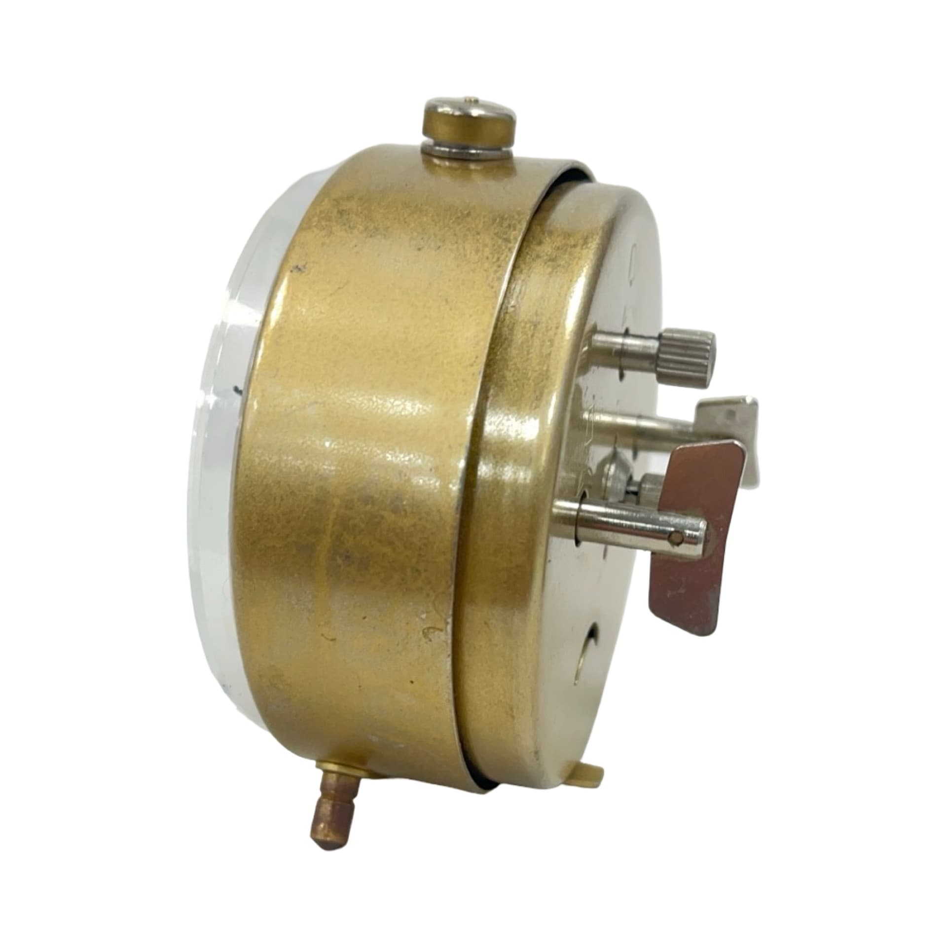 Budzik PRIM, złoty, metal, Czechosłowacja, lata 60. - 186640