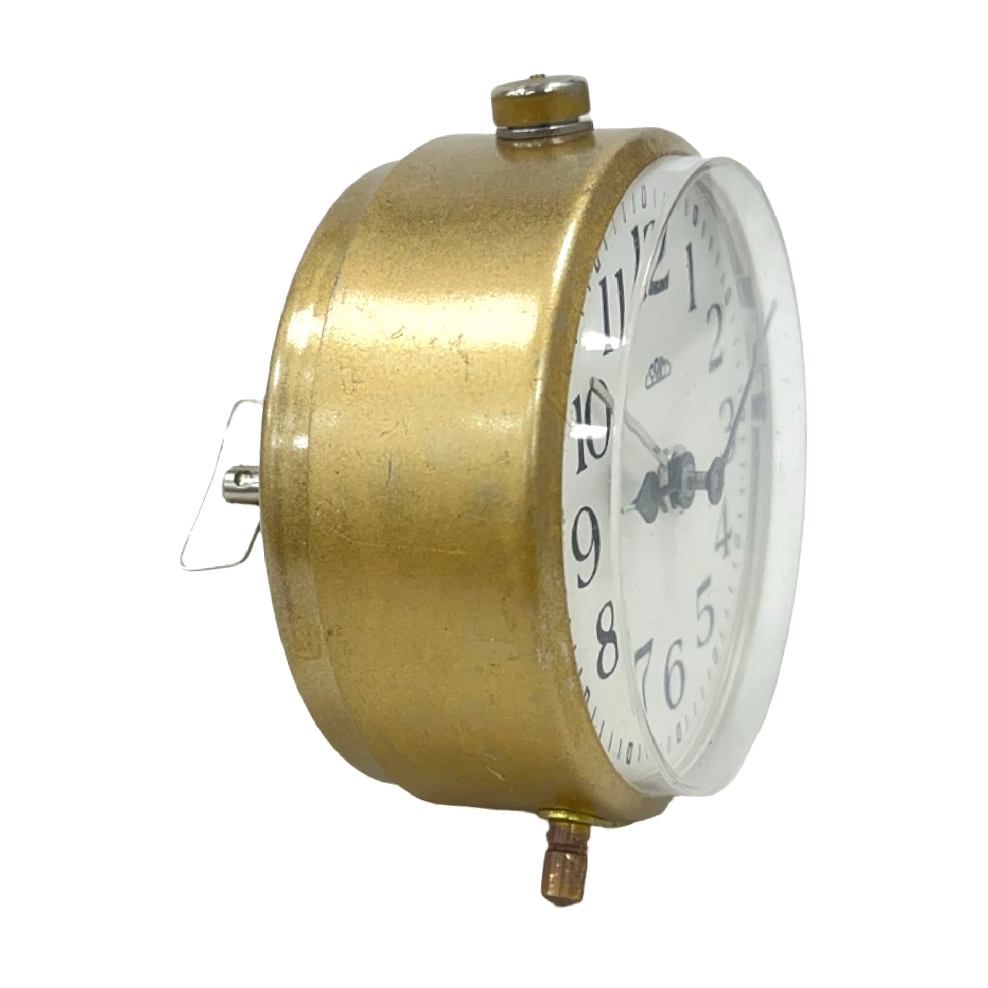 Budzik PRIM, złoty, metal, Czechosłowacja, lata 60. - 186638