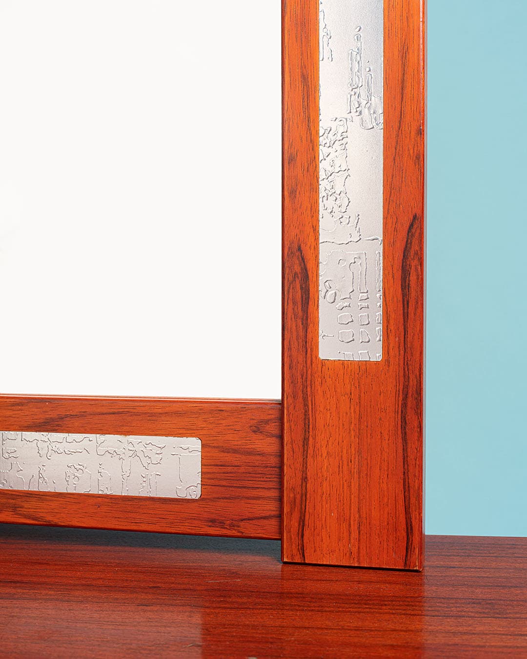 Set mirror and console table, brown rosewood, steel, Denmark, 1960s. - 186738