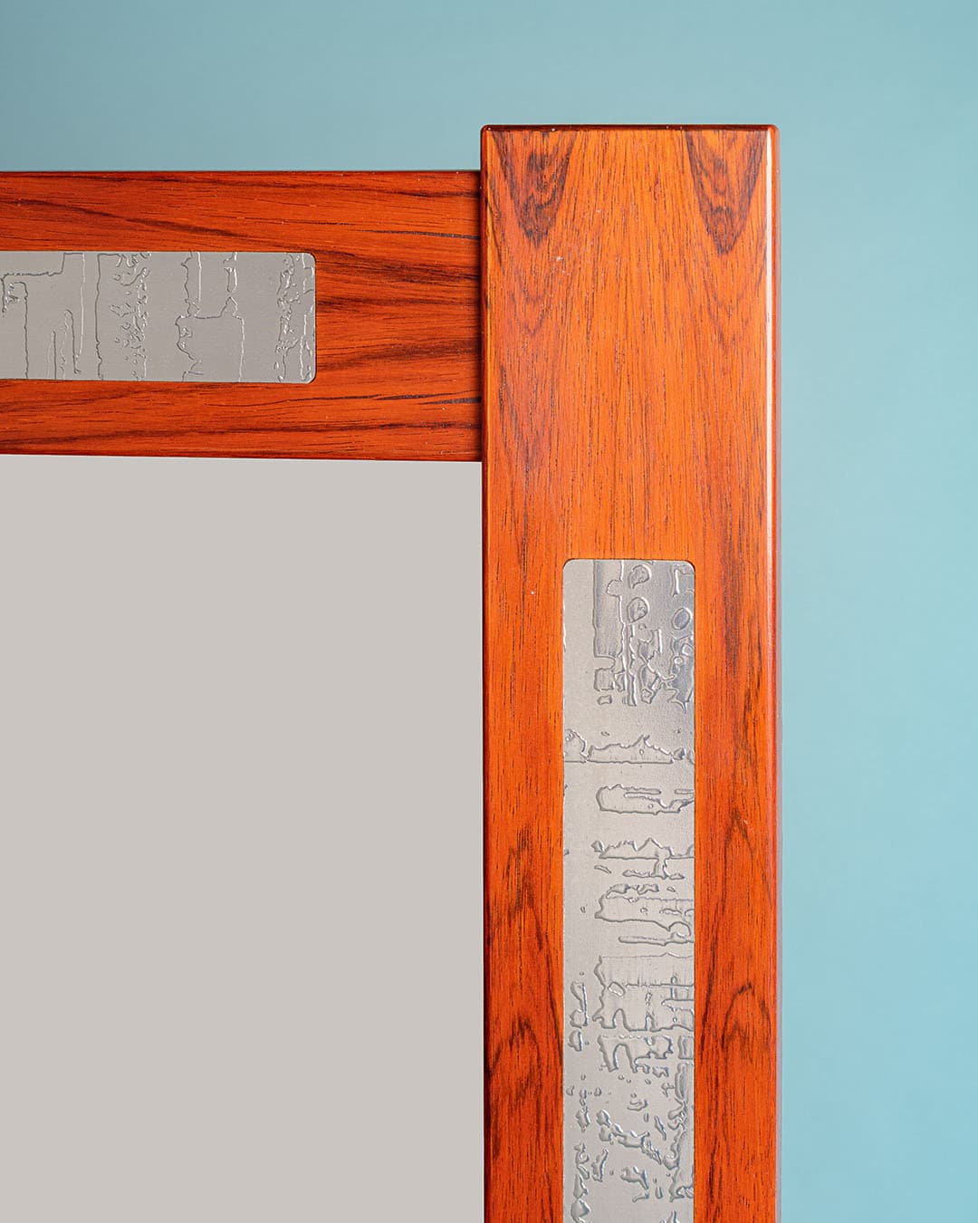 Set mirror and console table, brown rosewood, steel, Denmark, 1960s. - 186737