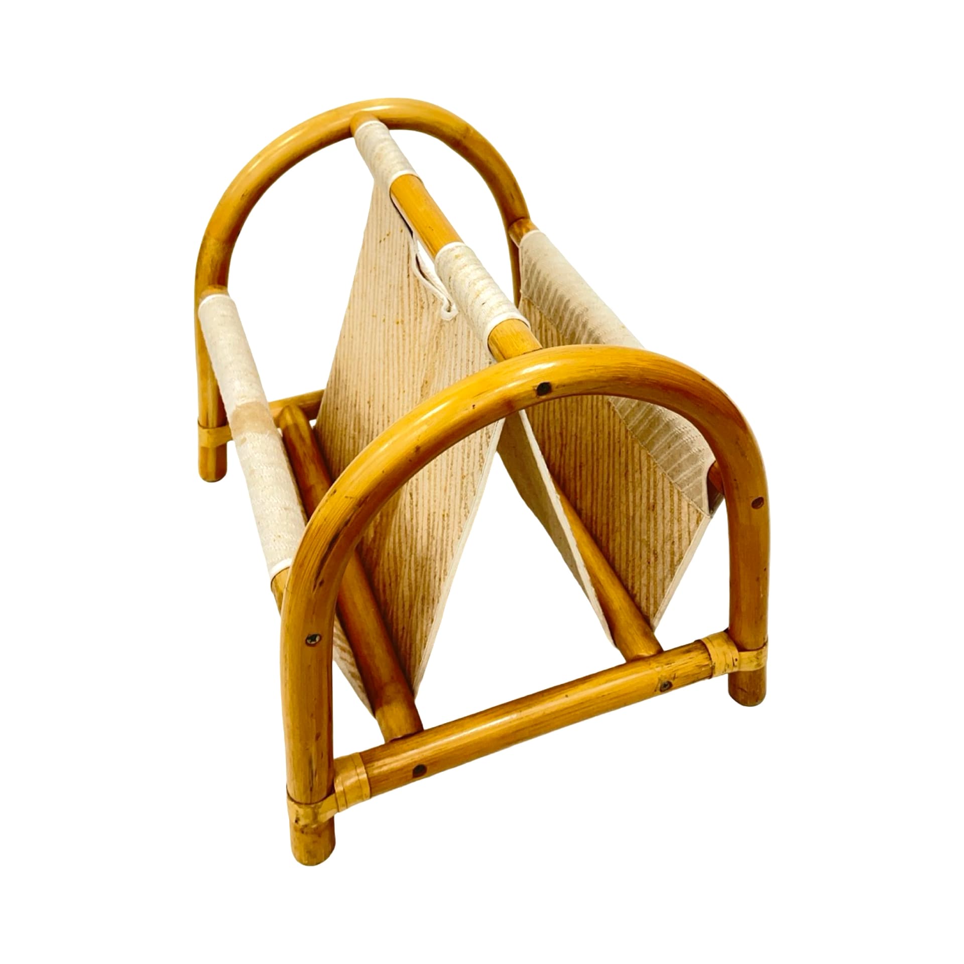 Gazetnik boho, brązowy jasny, bambus, Dania, lata 70. - 186772