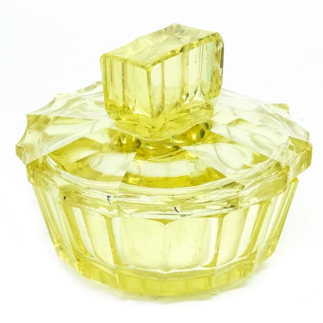 Art Deco bonbonniere, crystal, Moser, Czechoslovakia, 1930s. - DIMENSION