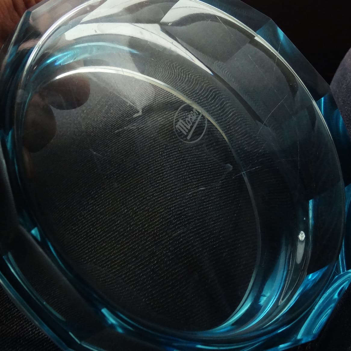 Art Deco bonbonniere, turquoise crystal, oroplastic, Moser, Czechoslovakia, 1930s. - 186874