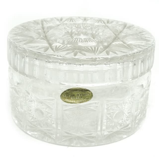 Bonbonniere, Art Nouveau style, pressed glass, Czechoslovakia, 1950s. - DIMENSION