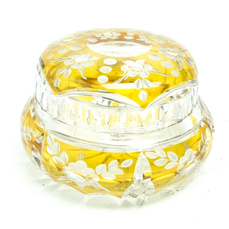 Art Deco ashtray, crystal glass, Huta Julia, Poland, 1960s.