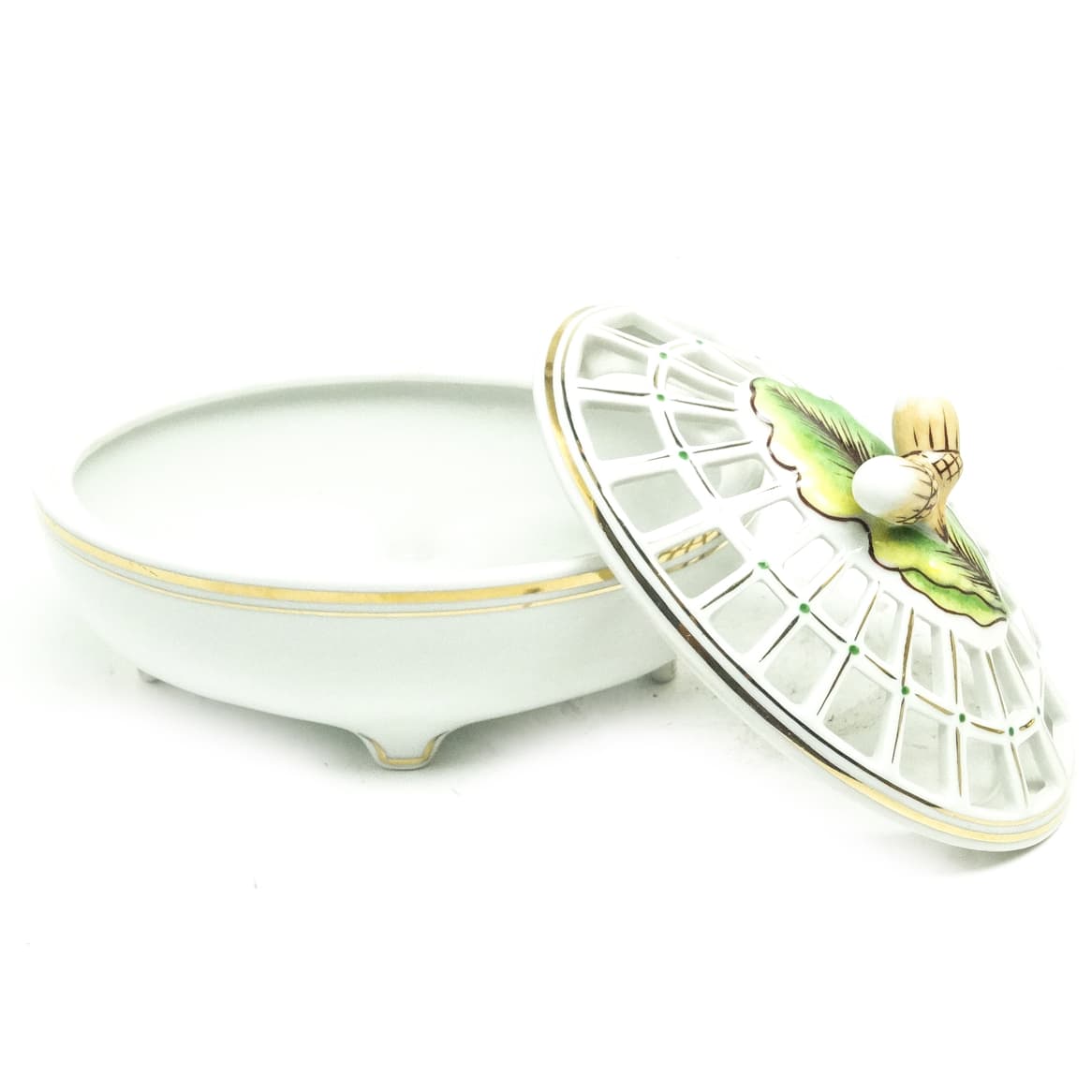 Bomboniera Art Nouveau, ceramika kremowa, Ćmielów, Polska, lata 50. - 186927