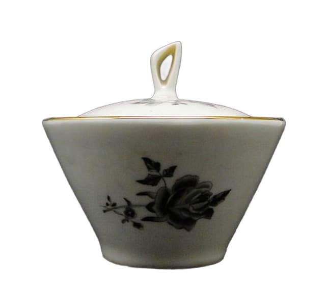 Art Nouveau sugar bowl, ivory ceramics, Ćmielów, Poland, 1960s. - DIMENSION