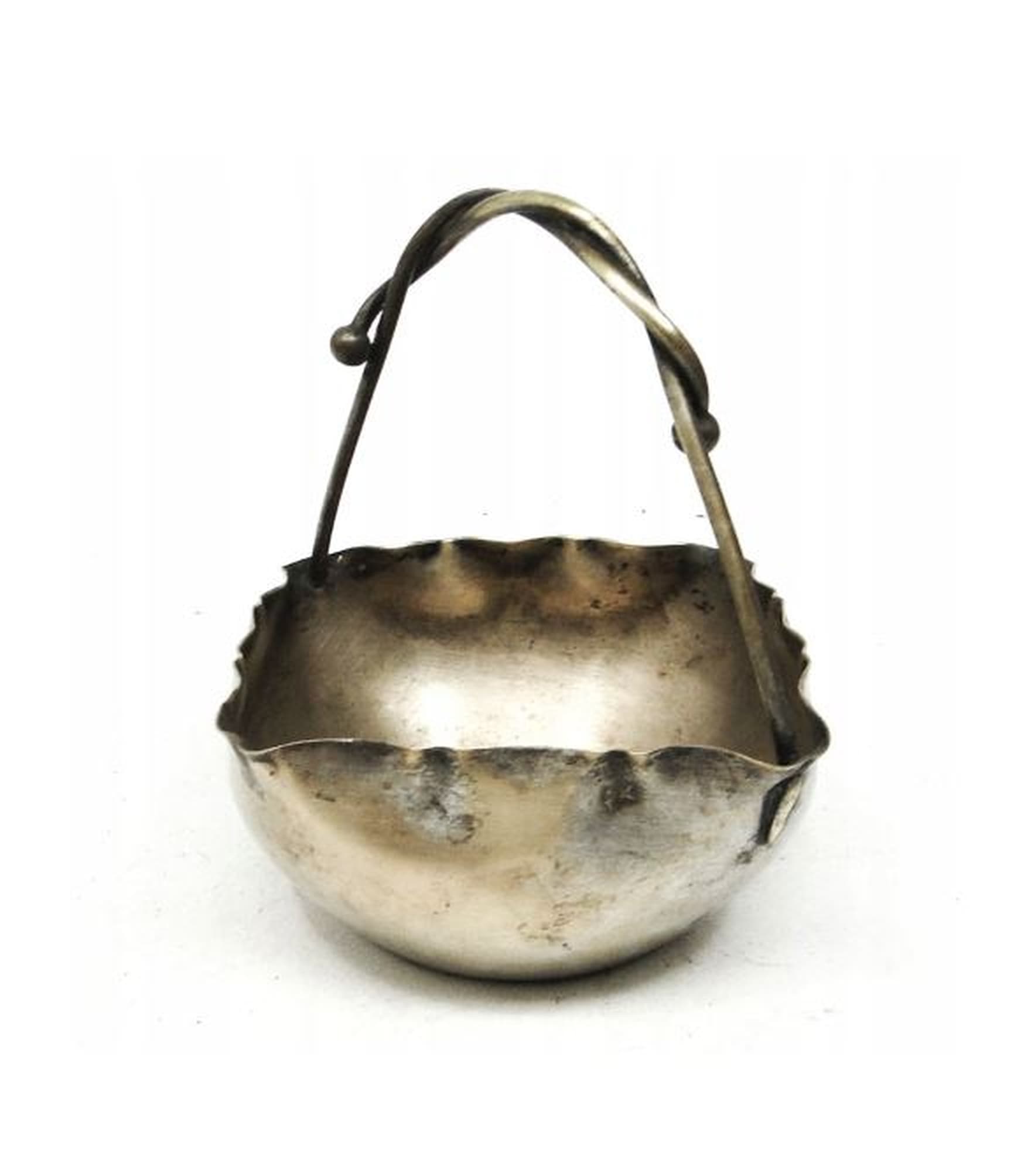 Cukiernica koszyczkowa Secesja, mosiądz srebrzony, pocz. XX w. - 187090