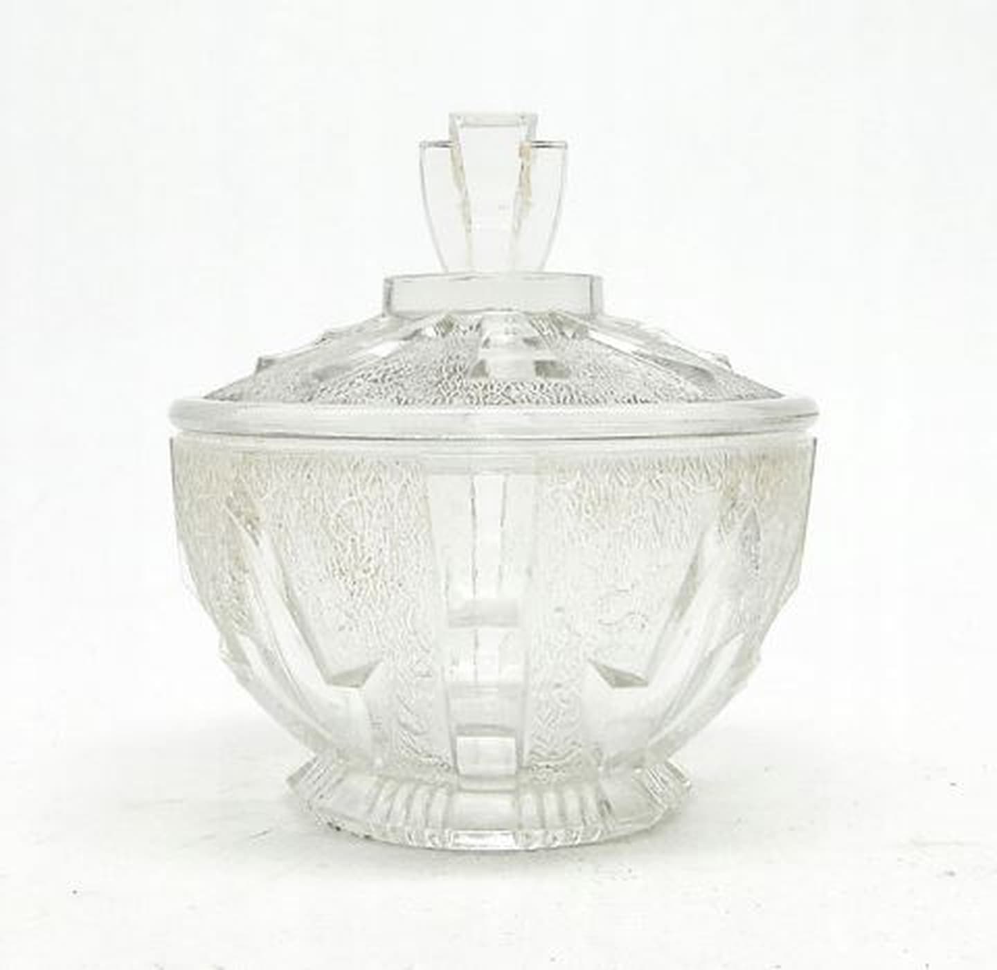 Cukiernica Art Deco, szkło prasowane, Niemcy, lata 50. - 187123