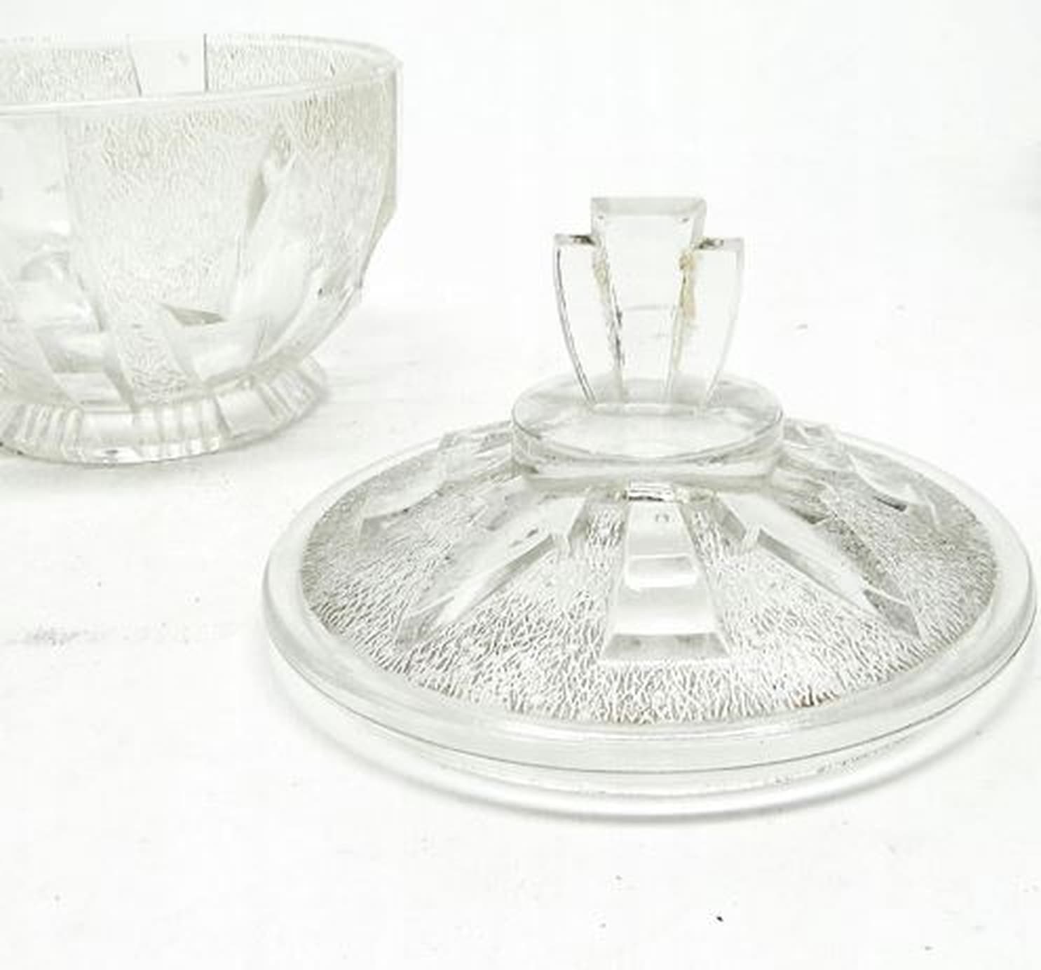 Cukiernica Art Deco, szkło prasowane, Niemcy, lata 50. - 187124