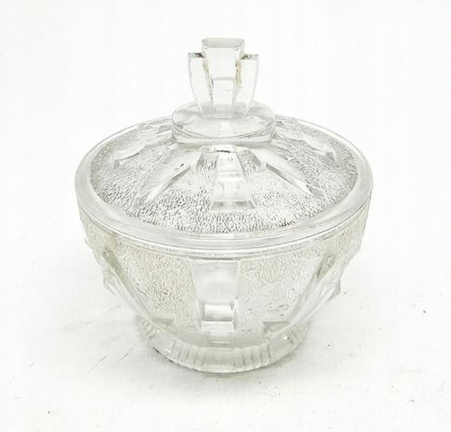 Cukiernica Art Deco, szkło prasowane, Niemcy, lata 50. - 187126