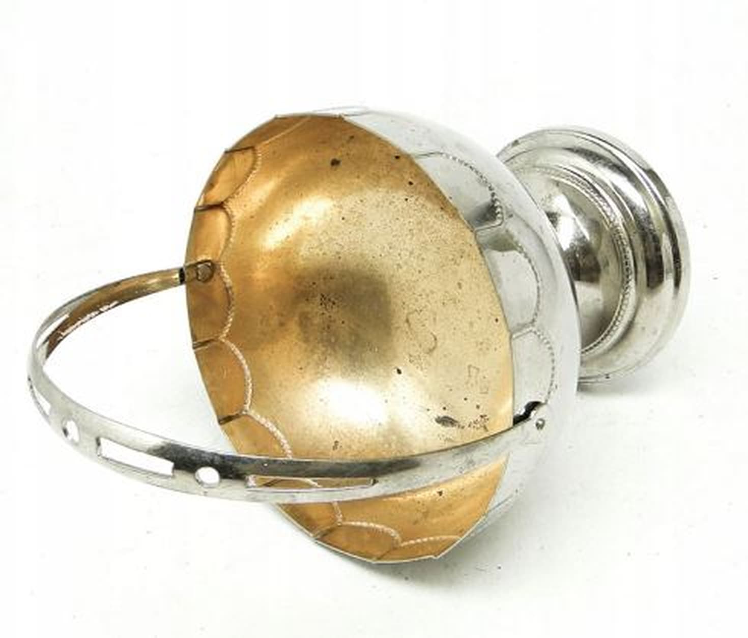 Cukiernica koszyczkowa Secesja, mosiądz niklowany, Niemcy, początek XX w. - 187139