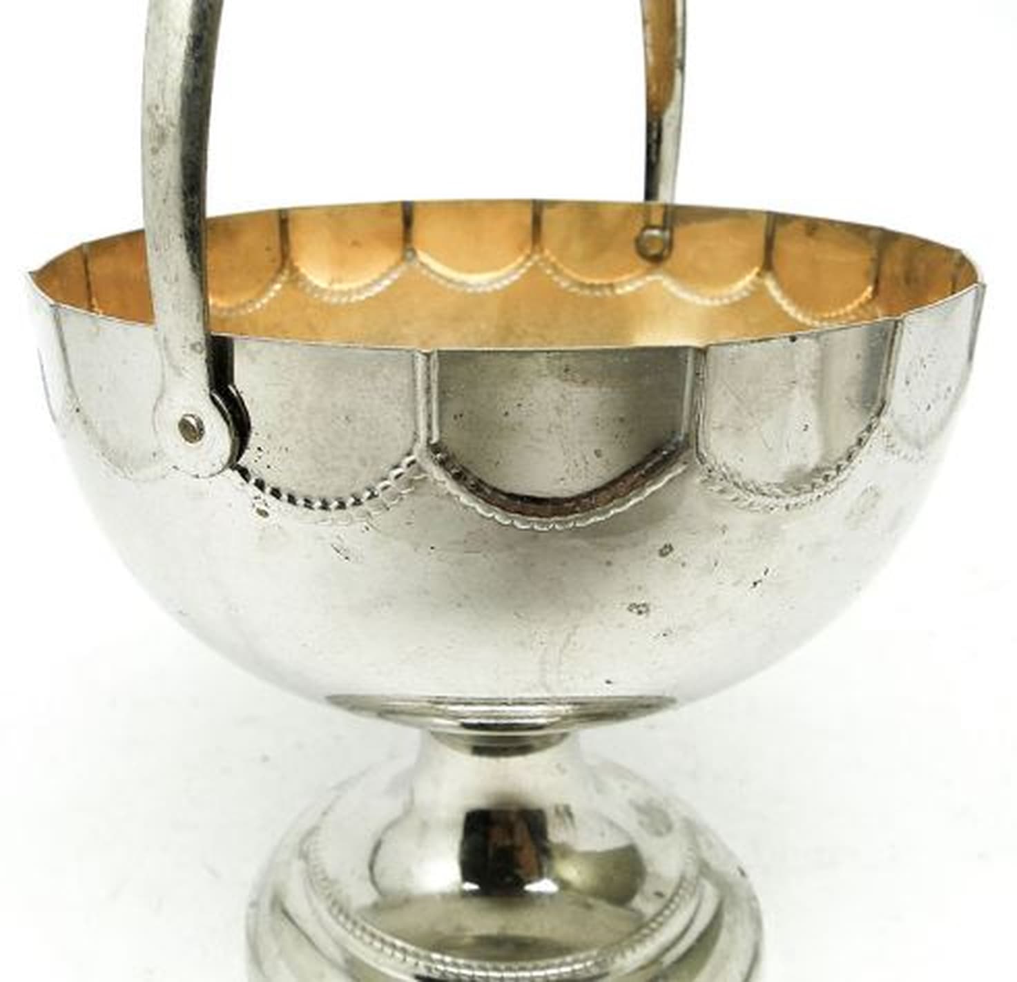 Cukiernica koszyczkowa Secesja, mosiądz niklowany, Niemcy, początek XX w. - 187140