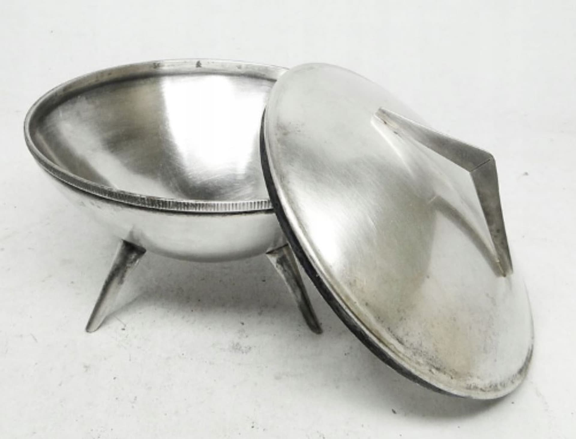 Cukiernica space age, mosiądz srebrzony, Polska, lata 60. - 187164