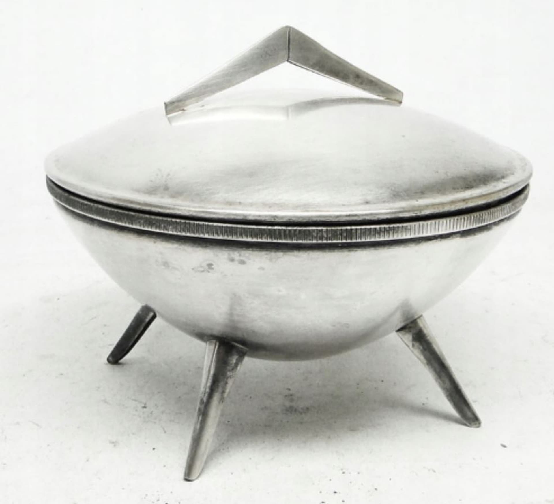 Cukiernica space age, mosiądz srebrzony, Polska, lata 60. - 187161