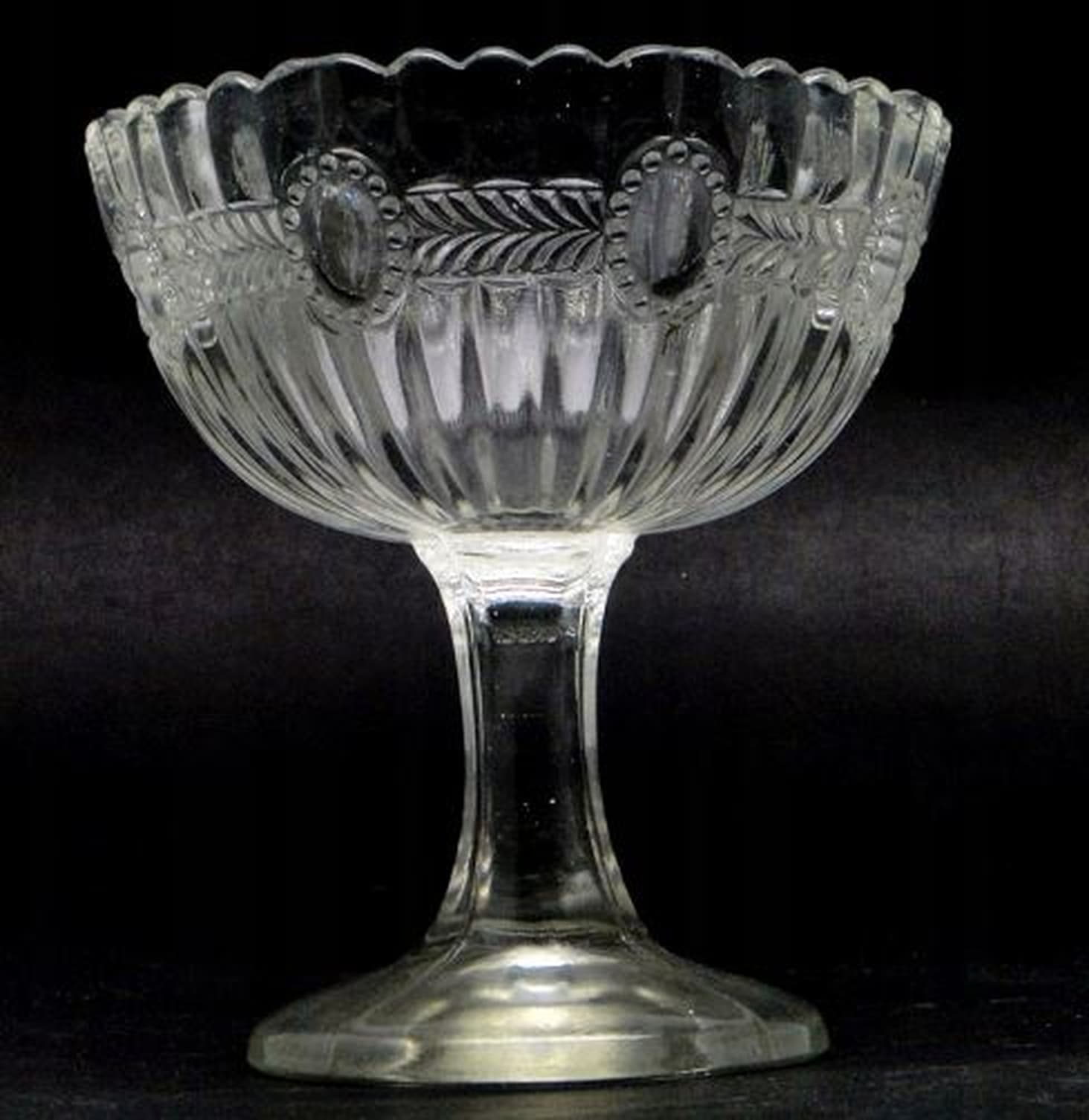 Cukiernica pucharowa koszyczkowa, szkło prasowane, Ząbkowice, Polska, lata 70. - 187178