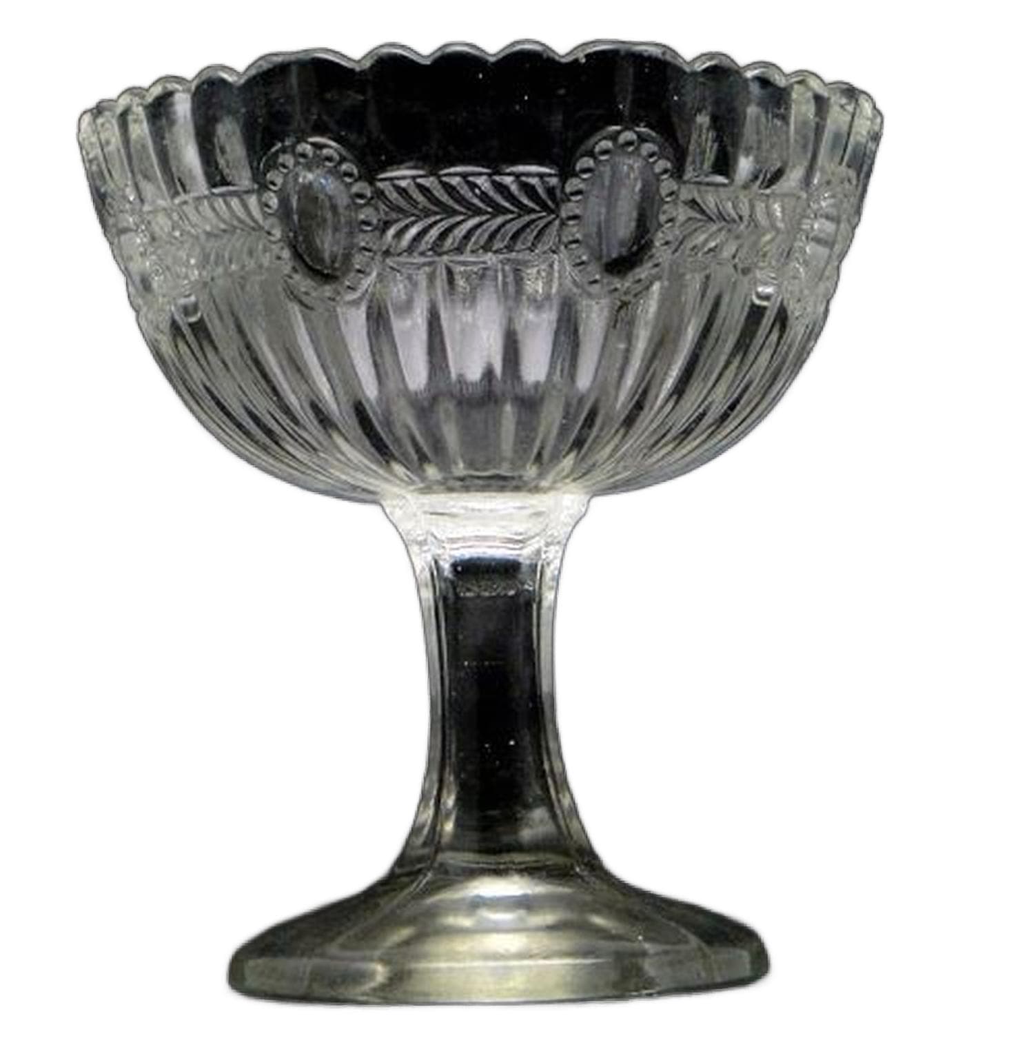 Cukiernica pucharowa koszyczkowa, szkło prasowane, Ząbkowice, Polska, lata 70.