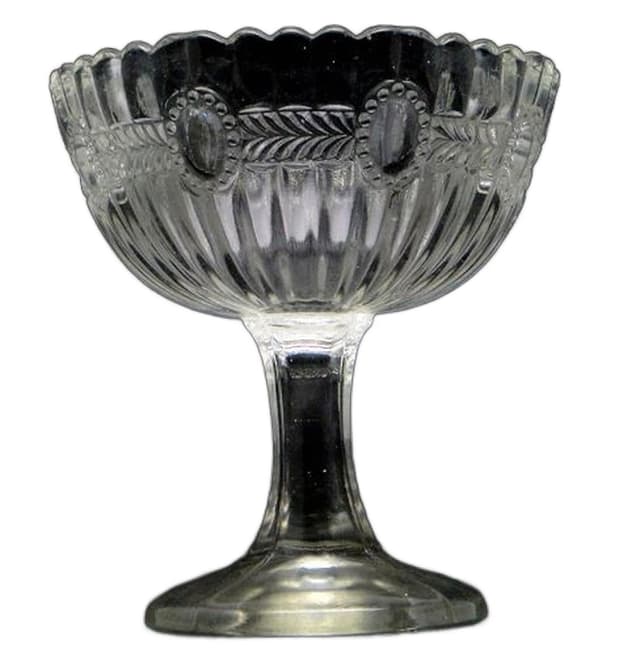 Cukiernica pucharowa koszyczkowa, szkło prasowane, Ząbkowice, Polska, lata 70. - WYMIARY