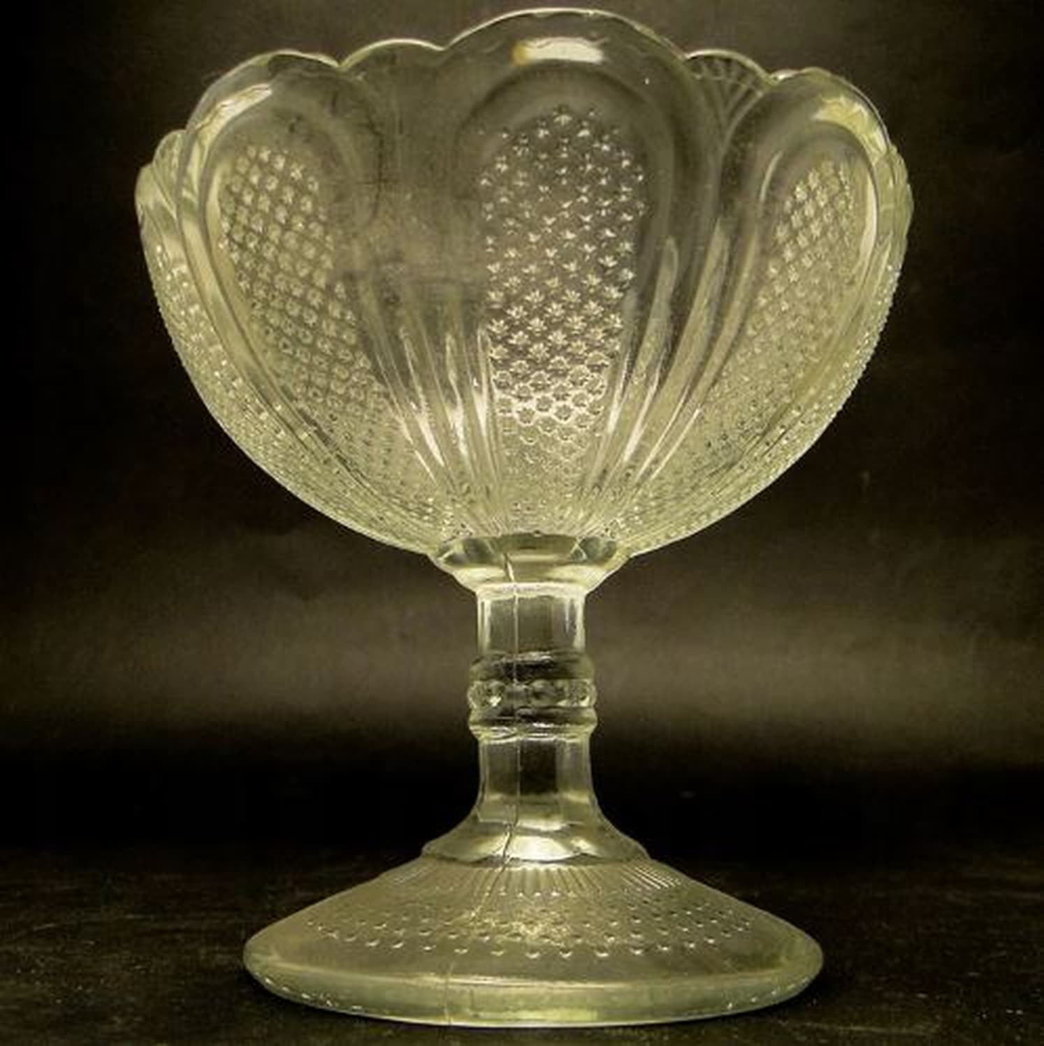 Cukiernica koszyczkowa, szkło prasowane, Ząbkowice, Polska, lata 70. - 187213