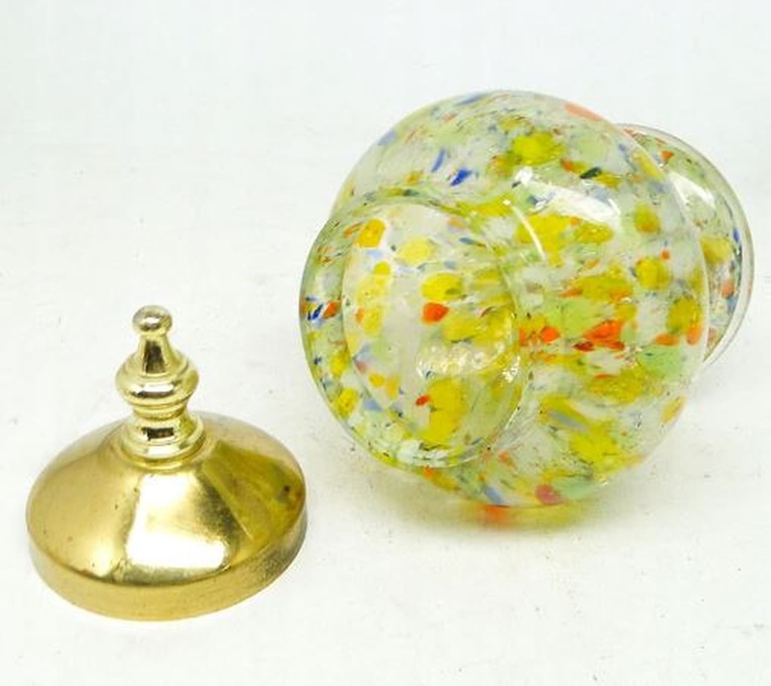 Pojemnik na biżuterię, mid-century modern, szkło, mosiądz, Czechosłowacja, lata 50. - 187231