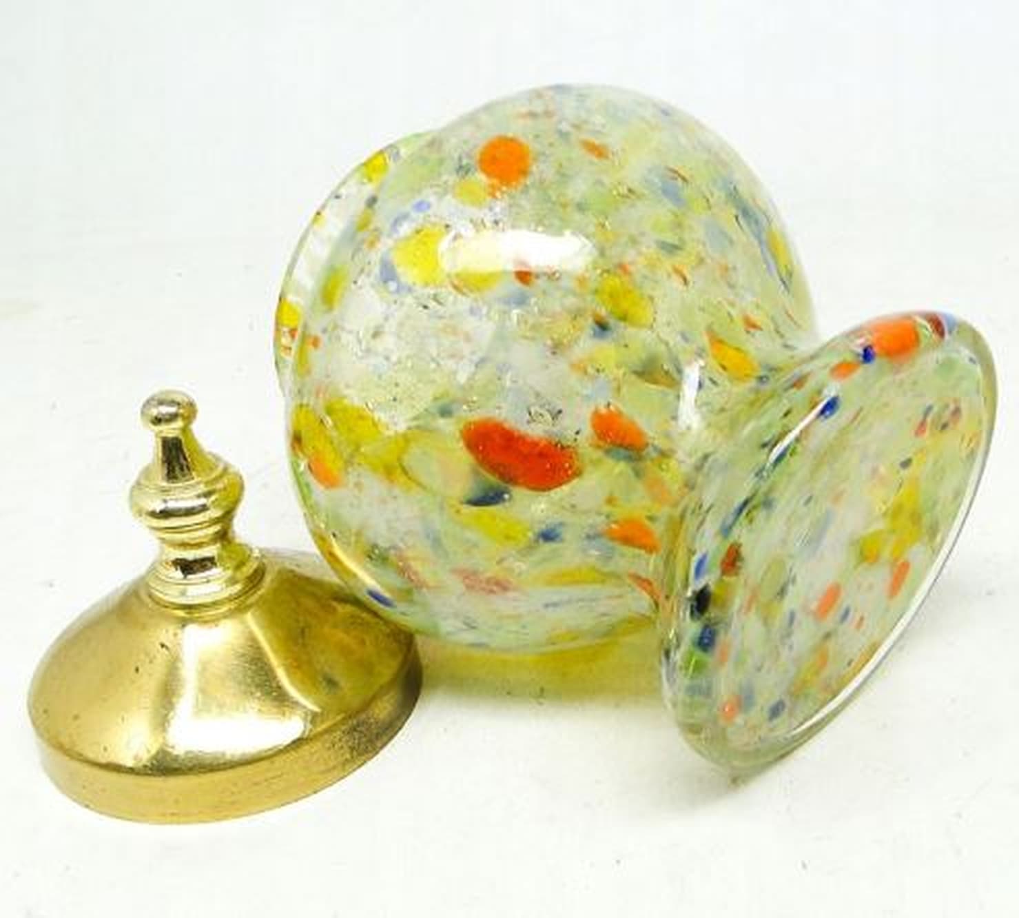 Pojemnik na biżuterię, mid-century modern, szkło, mosiądz, Czechosłowacja, lata 50. - 187229