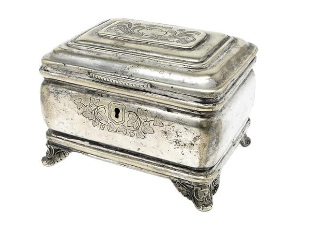 Cukiernica Eklektyzm, mosiądz srebrzony, Polska, XIX w. - WYMIARY