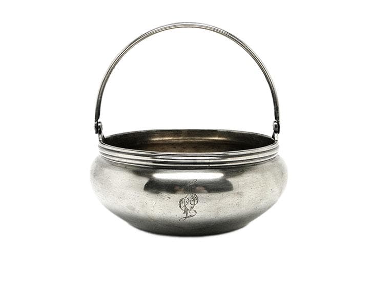 Cukiernica koszyczkowa, mosiądz srebrzony, Niemcy, lata 20. - 193026