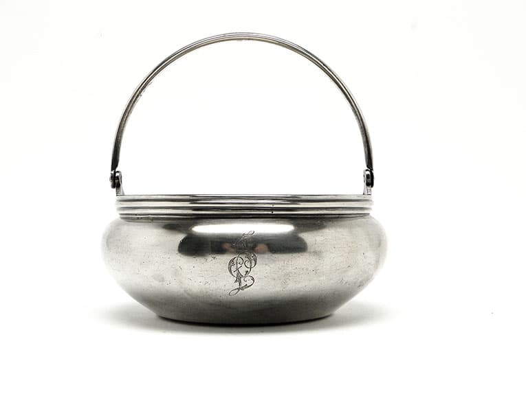 Cukiernica koszyczkowa, mosiądz srebrzony, Niemcy, lata 20. - 187357