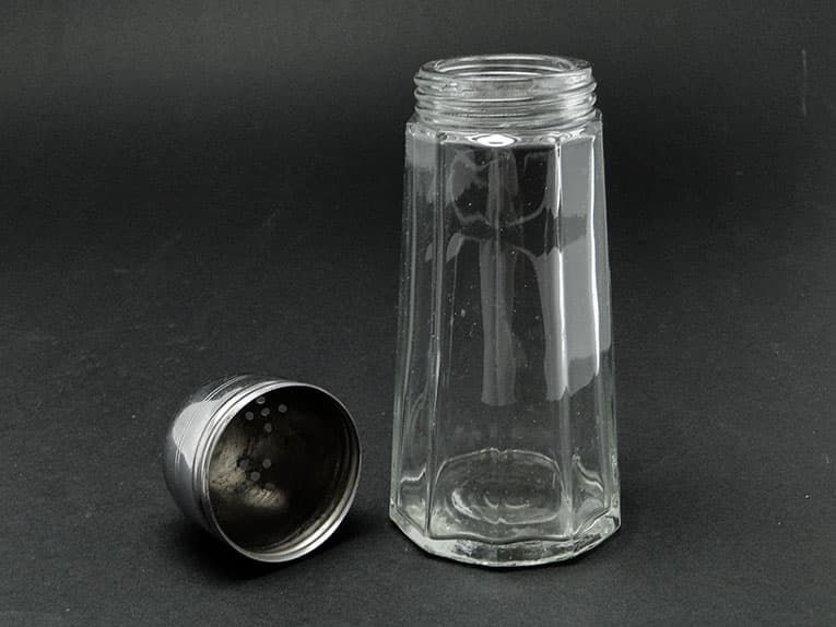 Cukiernica do cukru pudru, szkło, mosiądz chromowany, Szwecja, lata 70. - 187433