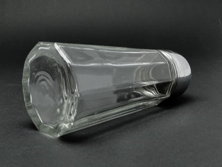 Cukiernica do cukru pudru, szkło, mosiądz chromowany, Szwecja, lata 70. - 187429