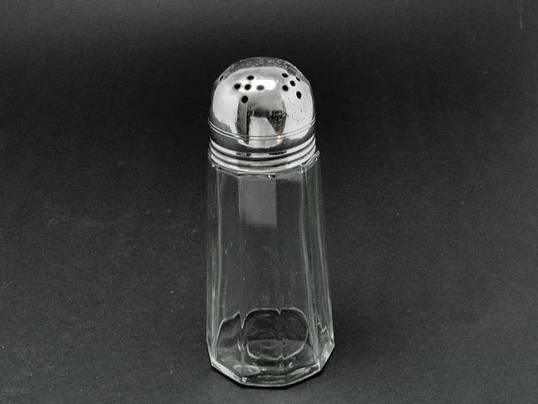 Cukiernica do cukru pudru, szkło, mosiądz chromowany, Szwecja, lata 70. - 187424