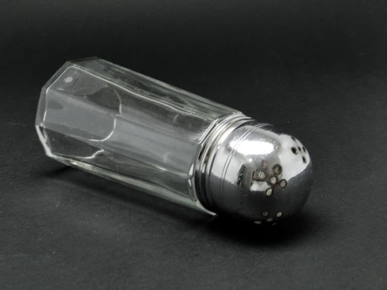 Cukiernica do cukru pudru, szkło, mosiądz chromowany, Szwecja, lata 70. - 187426