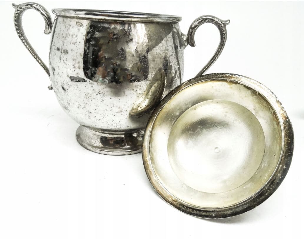 Cukiernica, secesja art deco, mosiądz srebrzony, Szwecja, lata 20. - 187475