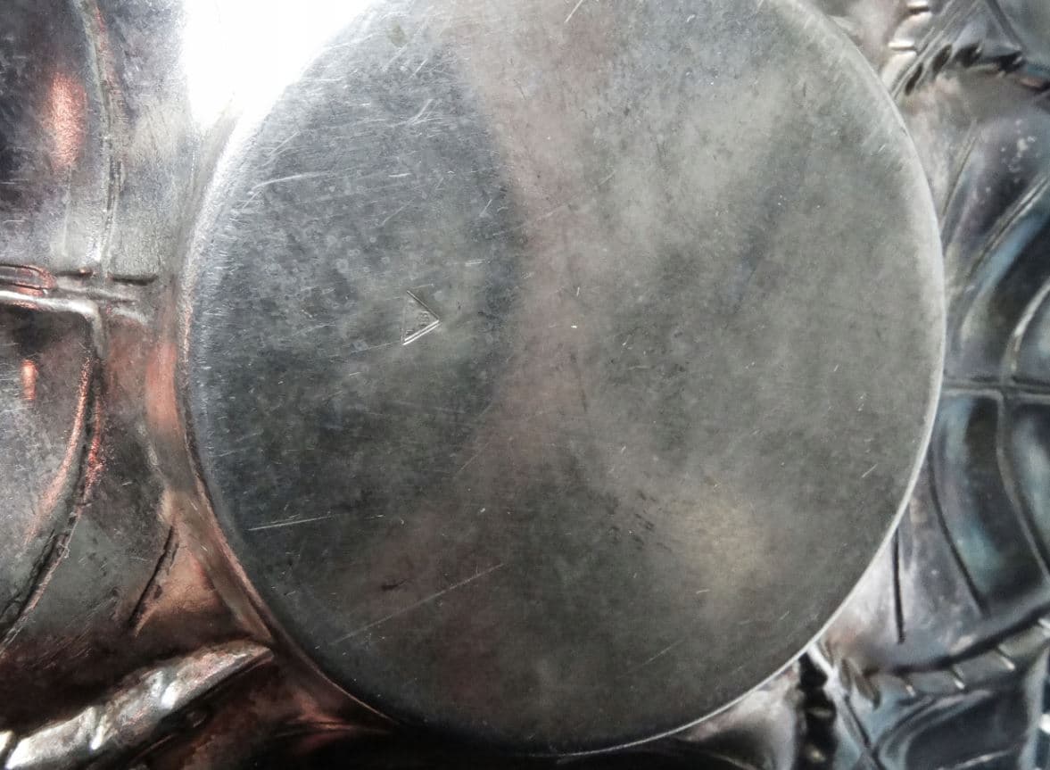 Cukiernica Art Deco, mosiądz srebrzony, Polska, lata 20. - 187521