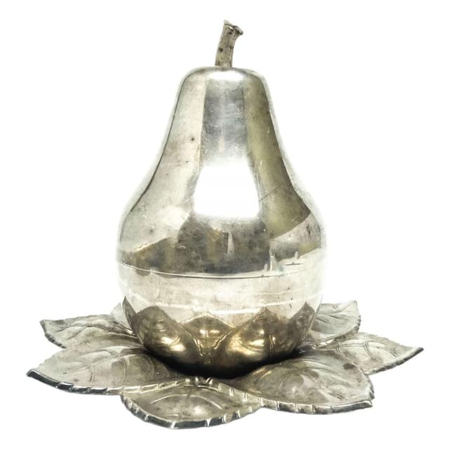 Cukiernica Art Deco, mosiądz srebrzony, Polska, lata 20. - WYMIARY