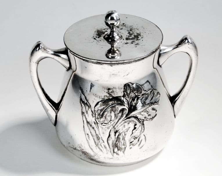 Cukiernica Art Nouveau, mosiądz srebrzony, Polska, lata 20. - 187543