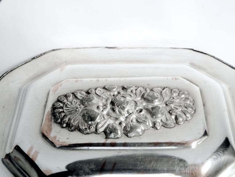 Cukiernica Biedermeier, miedź srebrzona, Norblin, Polska, lata 20. - 187568