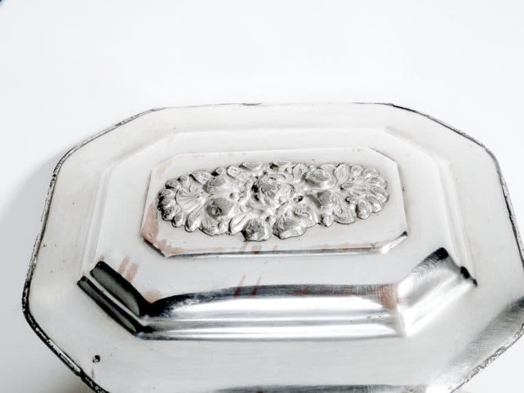 Cukiernica Biedermeier, miedź srebrzona, Norblin, Polska, lata 20. - 187567